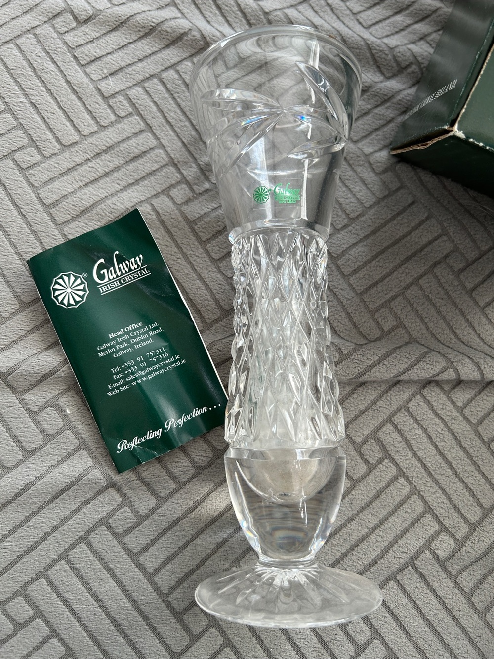 Galway 8” footed bud vase 24% lead crystal